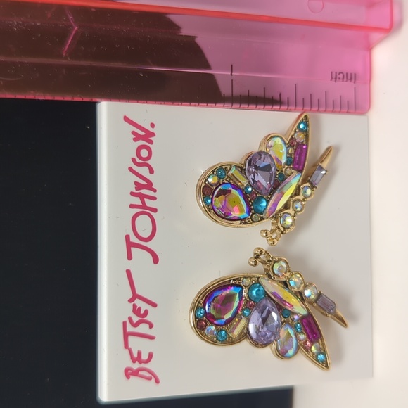 NWT Betsey Johnson Multicolor Butterfly Earrings - Picture 3 of 6